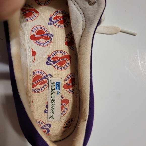 Vintage Grasshoppers Keds a red flowe Grand Champ 6 1/2 M Purple Sneaker lace up - Picture 7 of 8